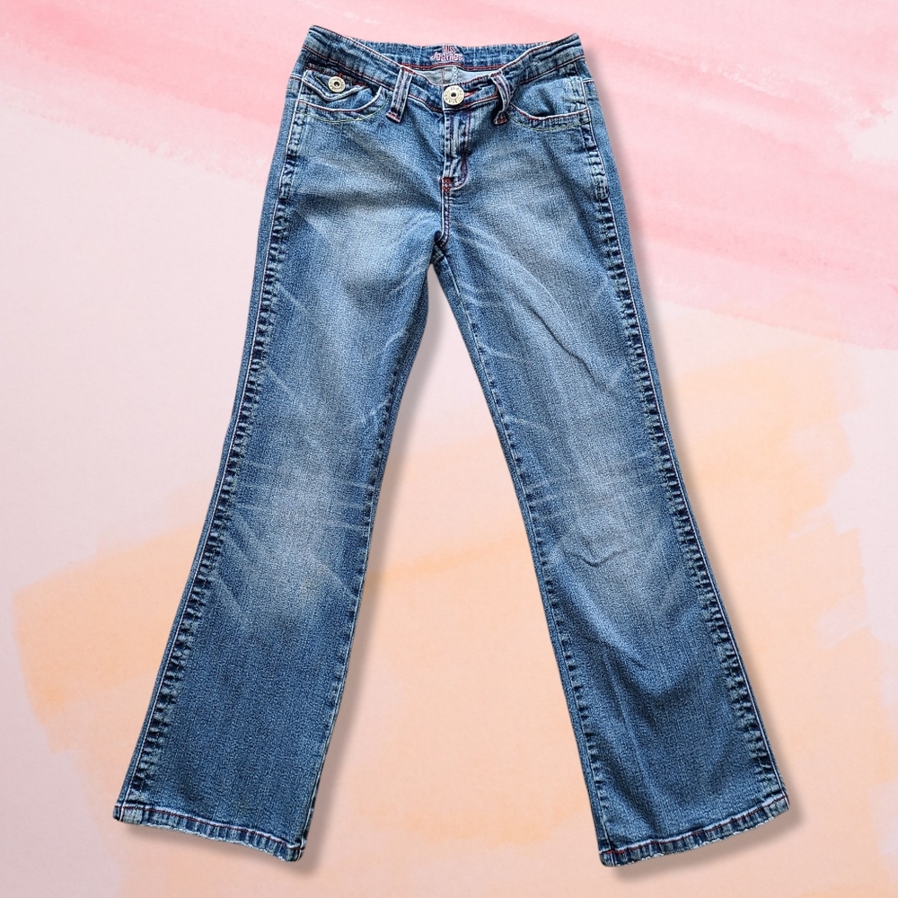 Miss Jeaniest Blue & Red Embroidered Denim Jeans